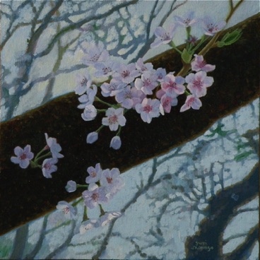 Cherry Blossom Clusters - Oil on canvas on board 30cmx30cm